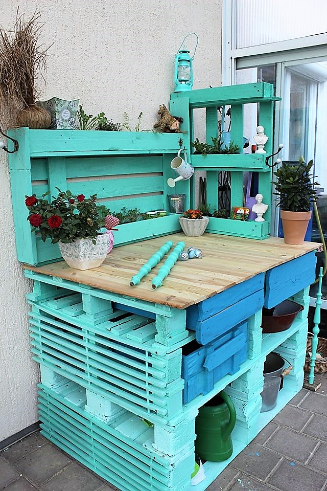 Recycled Pallet Potting Bench Wood Pallet Furniture