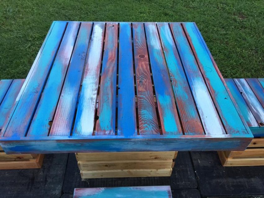 Pallets Wood Made Coastal Dining Set Wood Pallet Furniture