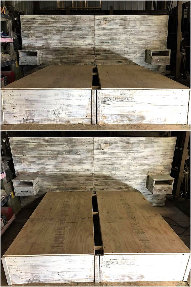 reclaimed wood pallet giant bed