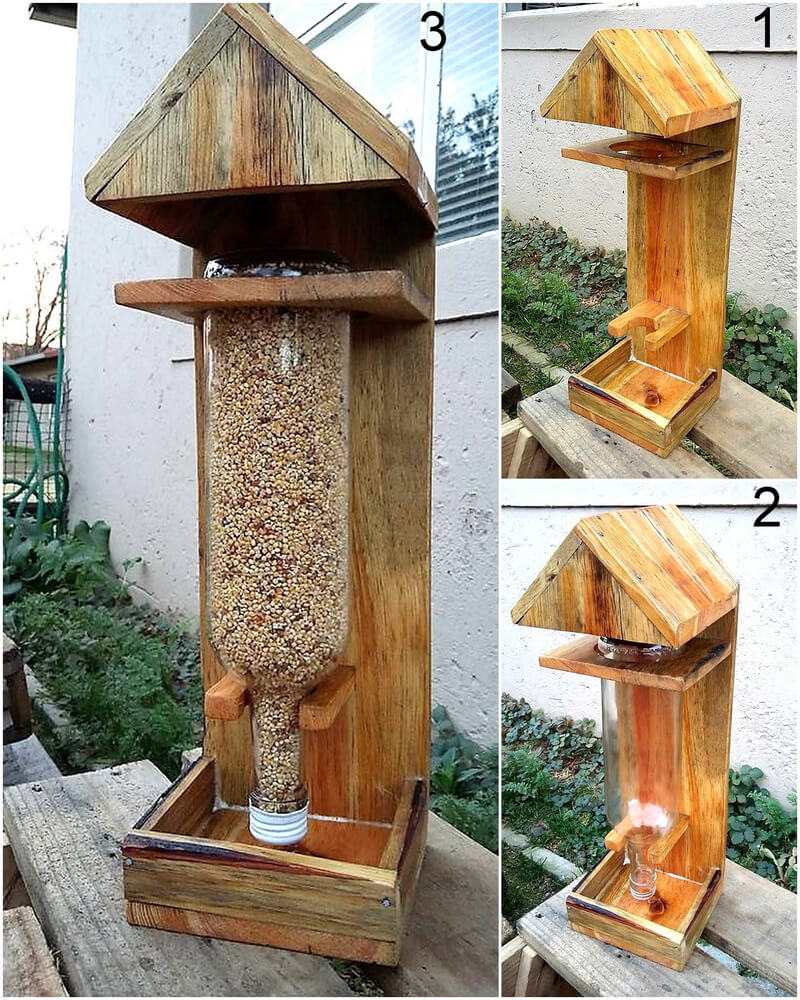 wooden pallet bird feeder