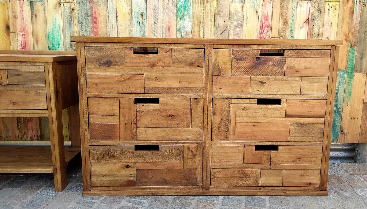 Wooden Pallets Made Dresser with Side Table Wood Pallet Furniture
