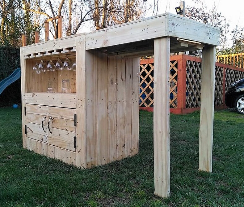 DIY Wood Pallets Garden Bar Step by Step Plan Wood Pallet Furniture