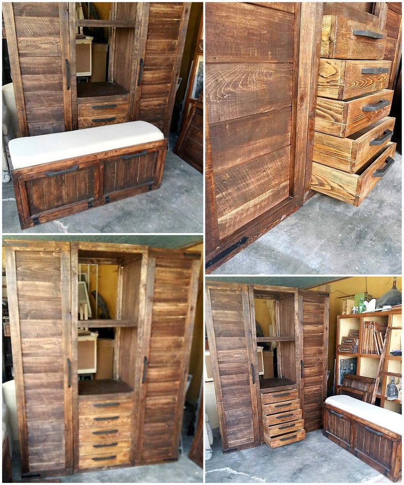 closet made with pallets wood