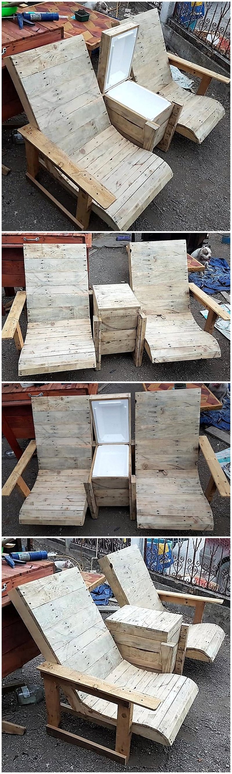 pallet ottoman with integrated ice cooler
