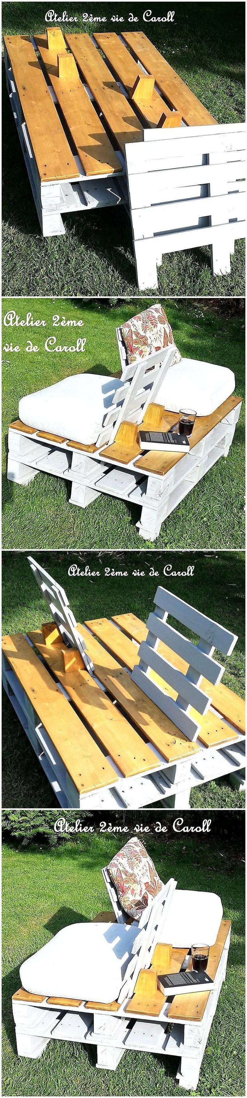 wood pallet garden double chair