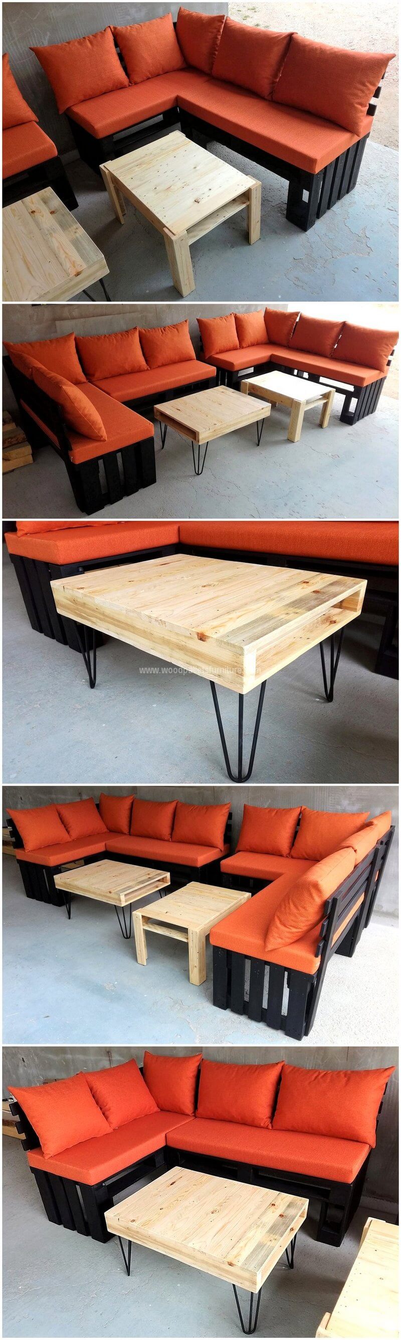 wooden pallet couch with table