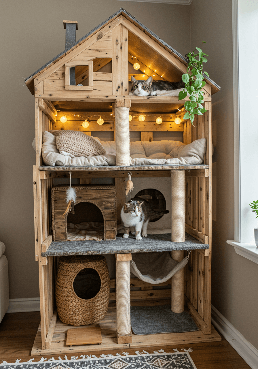 DIY Wooden Pallet Cat House (21)