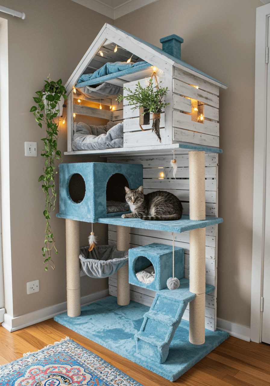 DIY Wooden Pallet Cat House (23)